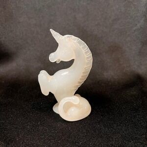 Vintage 1991 Princeton Gallery Unicorn Figurine Frosted Translucent Glass